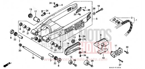 REAR FORK/DRIVE CHAIN (5) CR250RJ de 1988